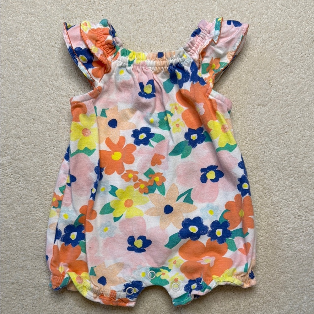 Carter's Floral One Piece - Orange, Blue, Yellow
